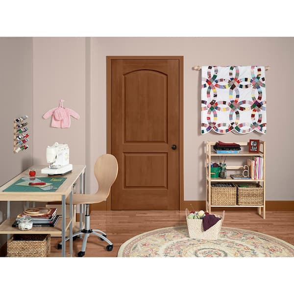 30 in. x 80 in. Caiman 2 Panel Left-Hand Solid Core Hazelnut Stain Molded Composite Single Prehung Interior Door