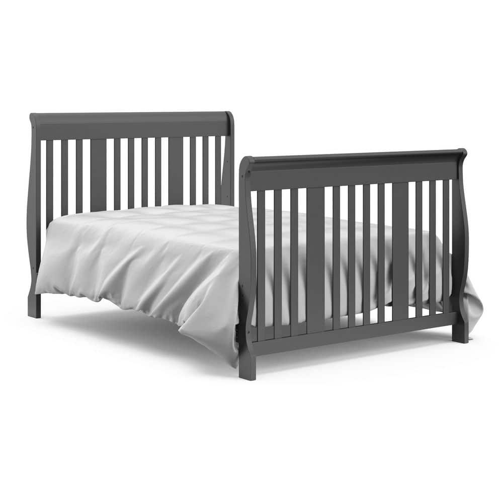 Gray 5-in-1 Convertible Crib and Changer with Storage