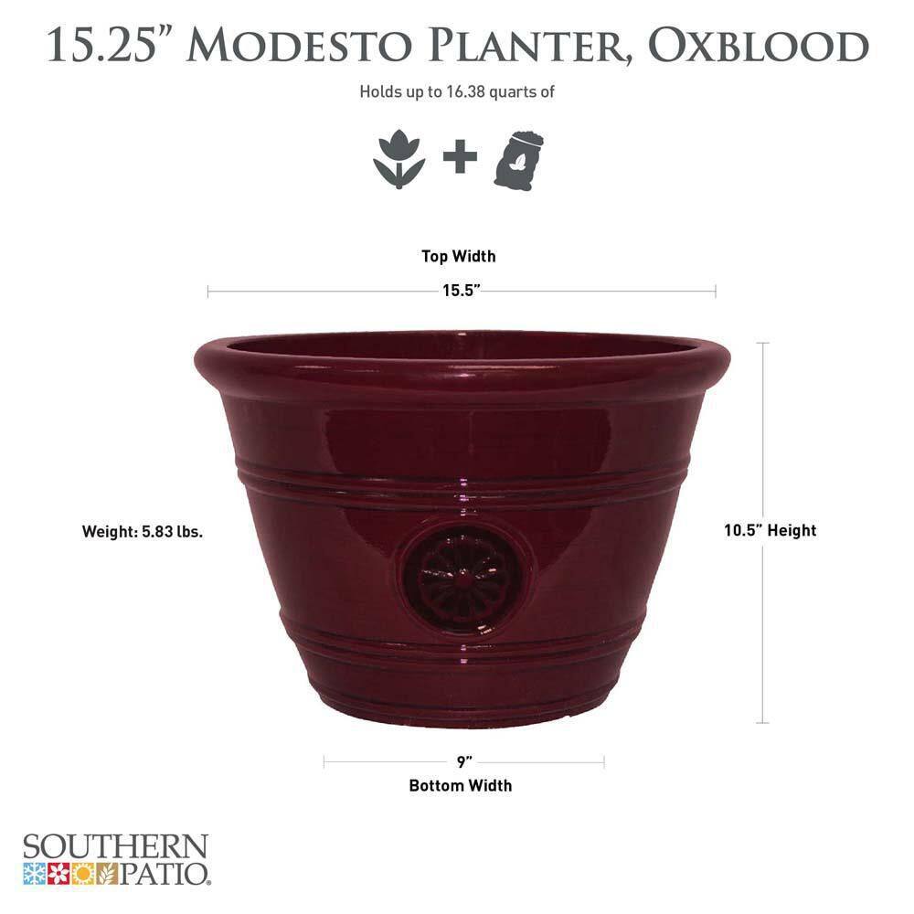 Oxblood Resin 15.25" Modesto Planter for Indoor & Outdoor