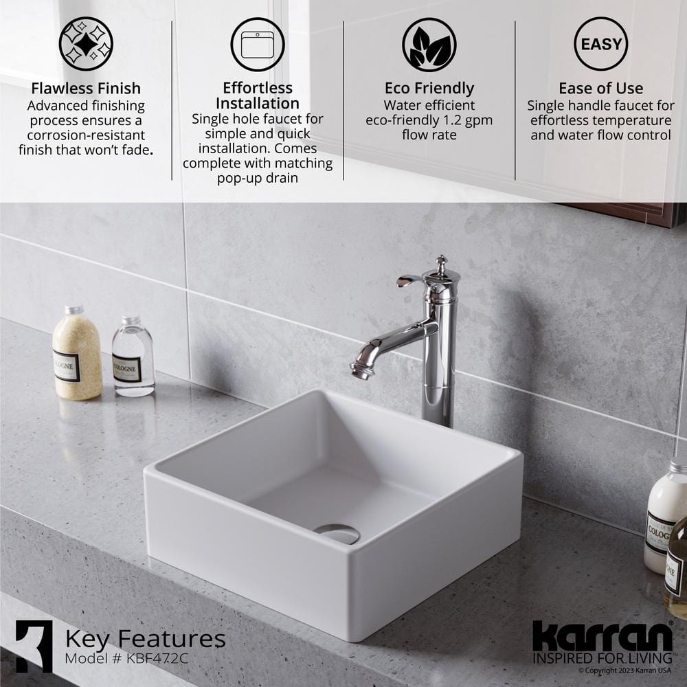 Vineyard Chrome Single Handle Vessel Bathroom Faucet with Drain Assembly