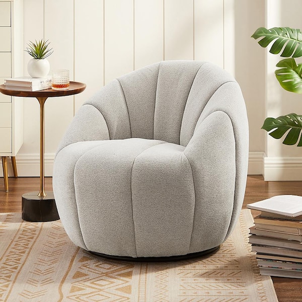 Art Leon Glaucus Swivel Ivory Fabric Barrel Chair SF054-1-BE-F - The ...