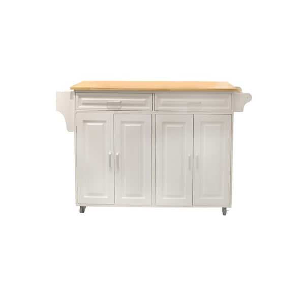 STICKON White Kitchen Cart with Cabinet