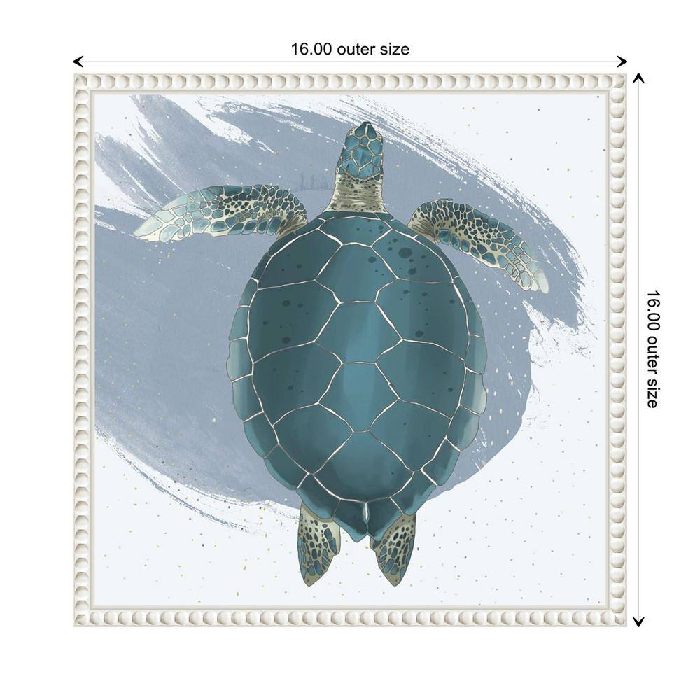 Sea Turtle Beaded Framed Canvas Wall Art