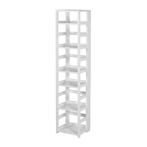 67 in. White Wood 6-shelf Vertical Bookcase with Open Back