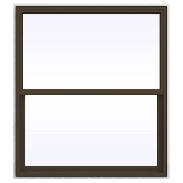 JELD-WEN 47.5 in. x 47.5 in. V-4500 Series Single Hung Vinyl Window - Brown