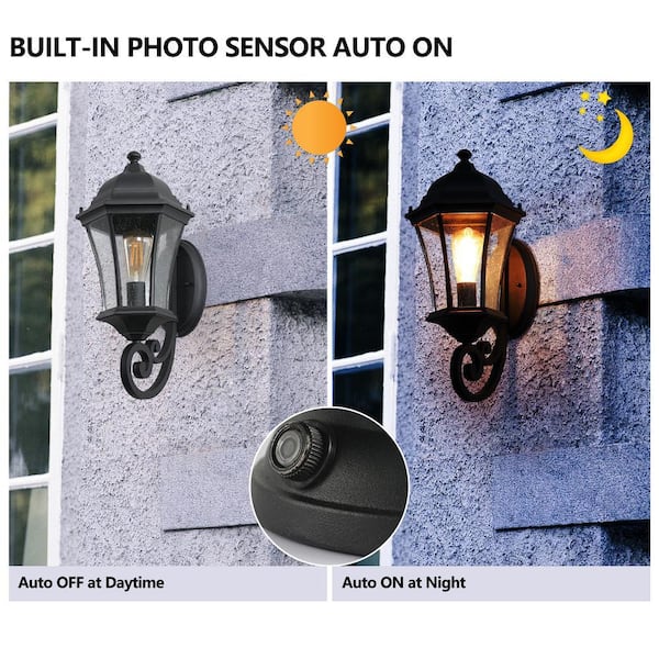 HKMGT Retro 19.5 in. Black Retro Outdoor Wall Lantern Sconce