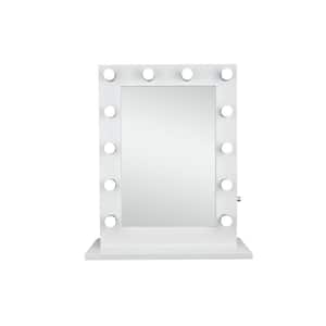 Timeless Home 32.5 in. H x 27.5 in. W Modern Rectangular Steel Lighted LED Mirror in Glossy White (5000K)