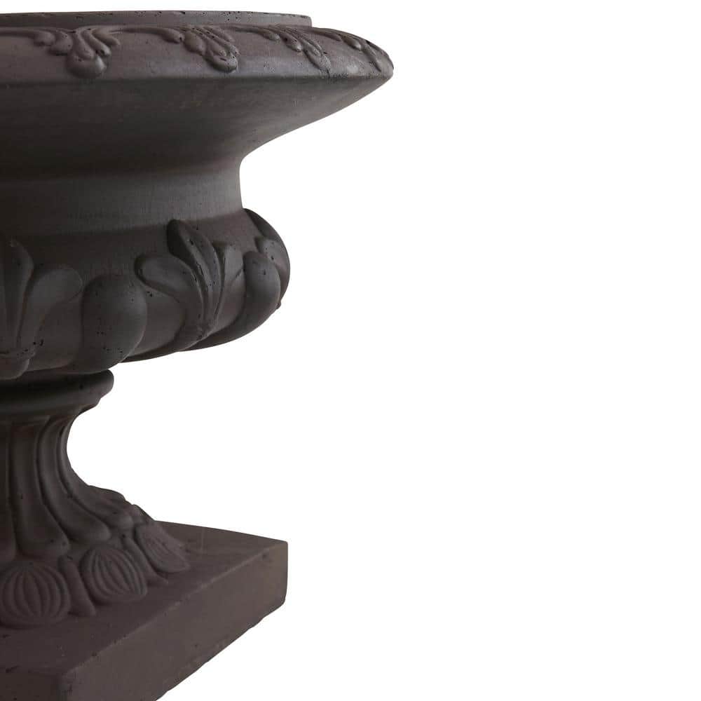 12.5" Tall Black Iron-Finished Decorative Urn for Indoor/Outdoor Use