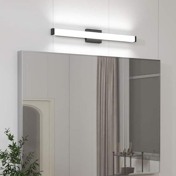 3.33 in. 1-Light Matte Black Bathroom LED Vanity Light Square Linear Lighting Fixture