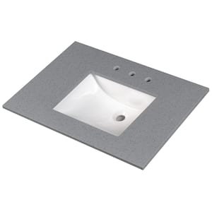 Sparkling Gray 37 in. W x 22 in. D Engineered Marble Vanity Top in Gray with White Rectangle Single Sink