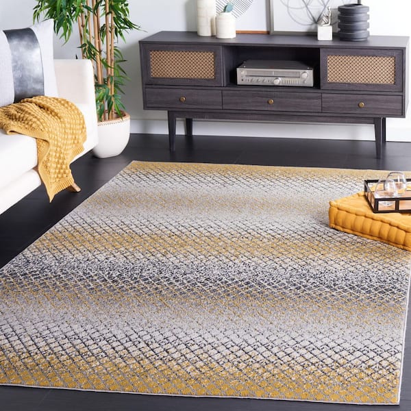 Odyssey 9 ft. x 12 ft. Gold/Gray Striped Gradient Area Rug