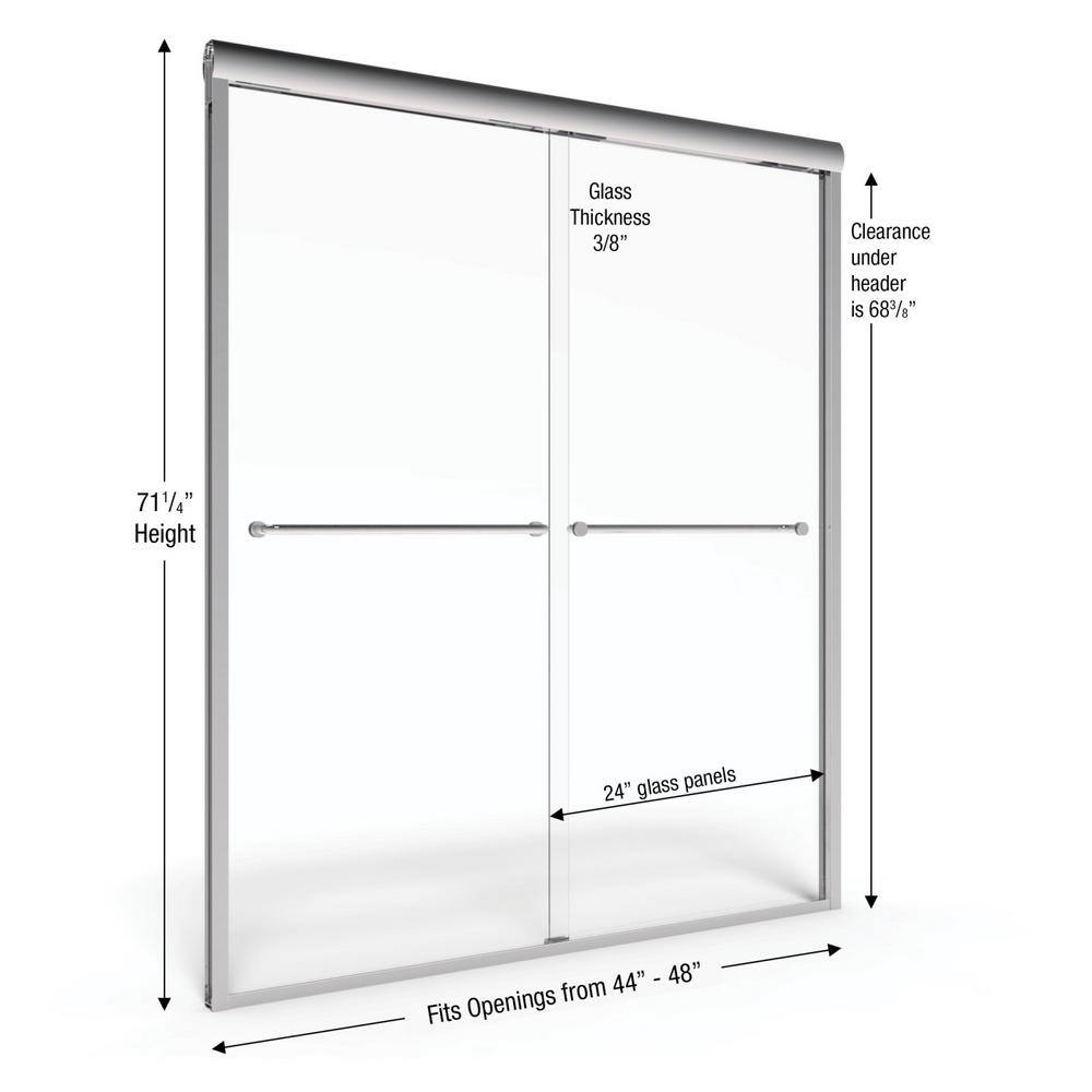 Celesta Chrome Semi-Frameless Sliding Shower Door with Clear Glass