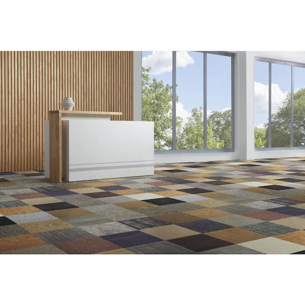 Versatile - Assorted - Multi-Colored Commercial/Residential 24 x 24 in. Peel and Stick Carpet Tile Square (40 sq. ft.)