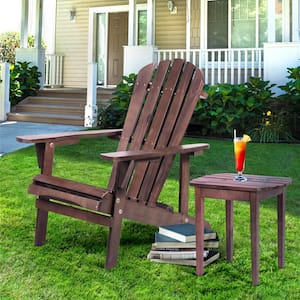 Dark Brown Solid Pine Wood Adirondack Chair [Set of 1]