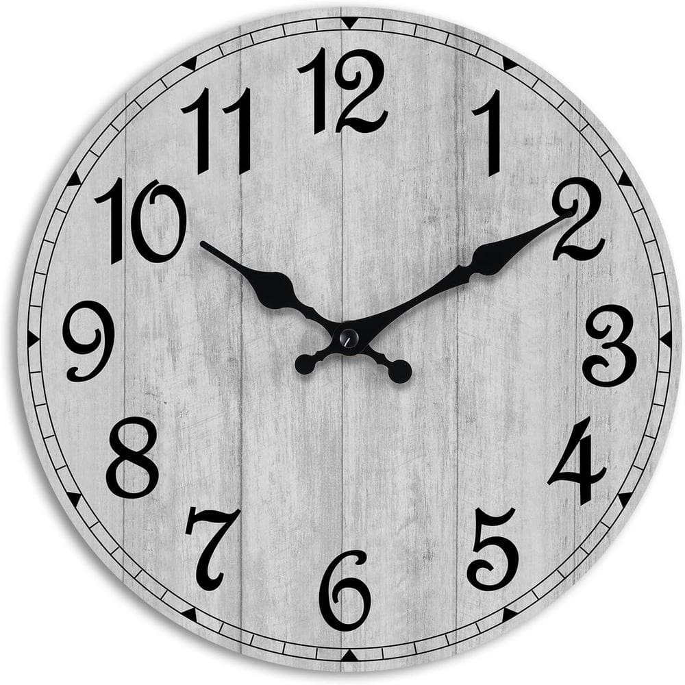 Vintage Rustic Grey Analog Battery Operated Silent Non Ticking Wall Clock