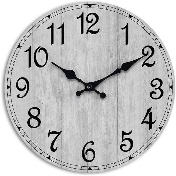 Unbranded Vintage Rustic Grey Analog Battery Operated Silent Non Ticking Wall Clock