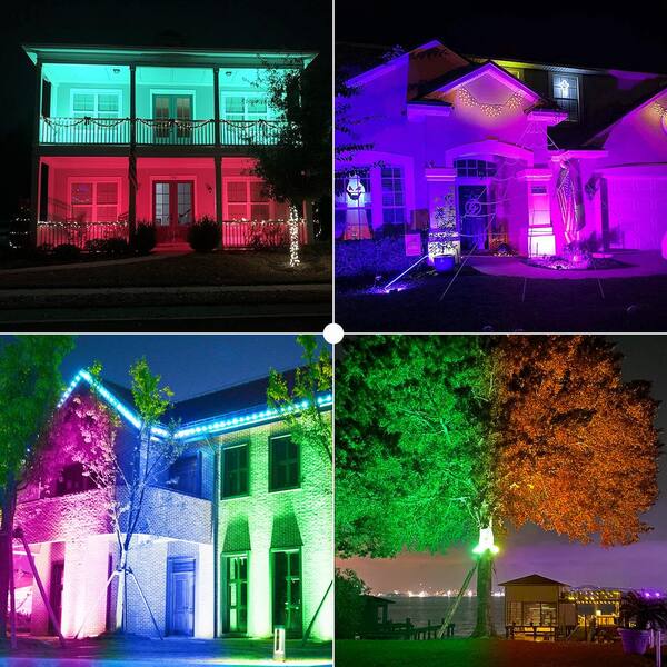 SANSI 100-Watt Black RGB Color Changing Outdoor Integrated LED
