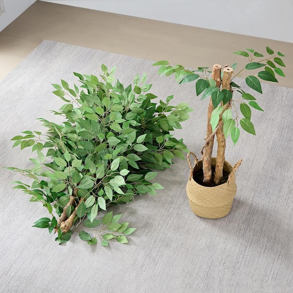 Artificial Tree in Modern Polygon Pattern Effect Planter, Fake Ficus Silk Tree, Artificial Plant for Indoor popular and Outdoor Home Decoration