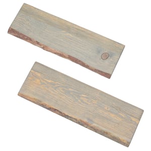24 in. x 8 in. x 1 in. Riverstone Grey Solid Pine Live Edge Wall Shelf (Set of 2)