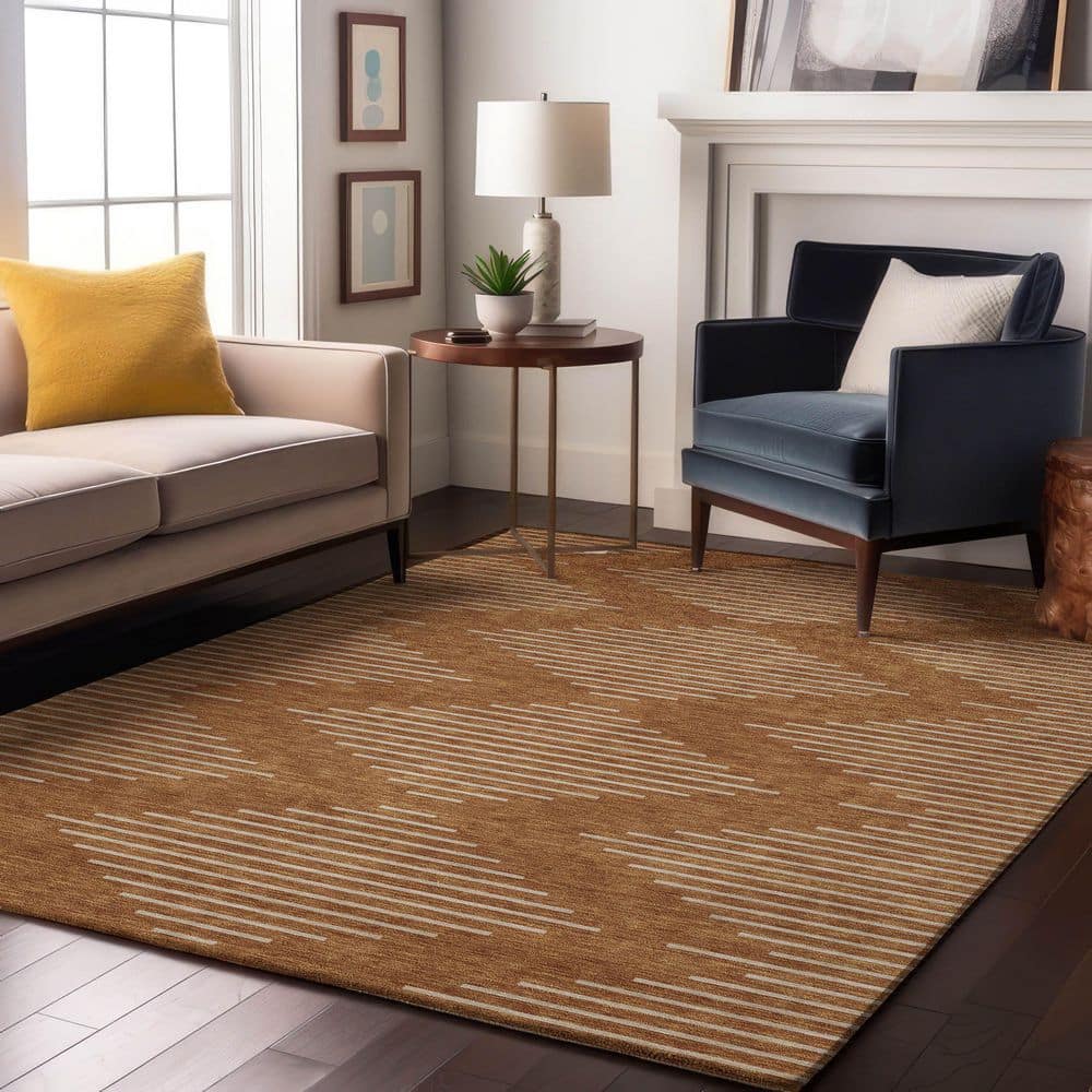 Mayfield Premium Machine Washable Abstract AMF1016 Paprika 5 ft. x 7 ft. 6 in. Area Rug price history on PriceWatchPro