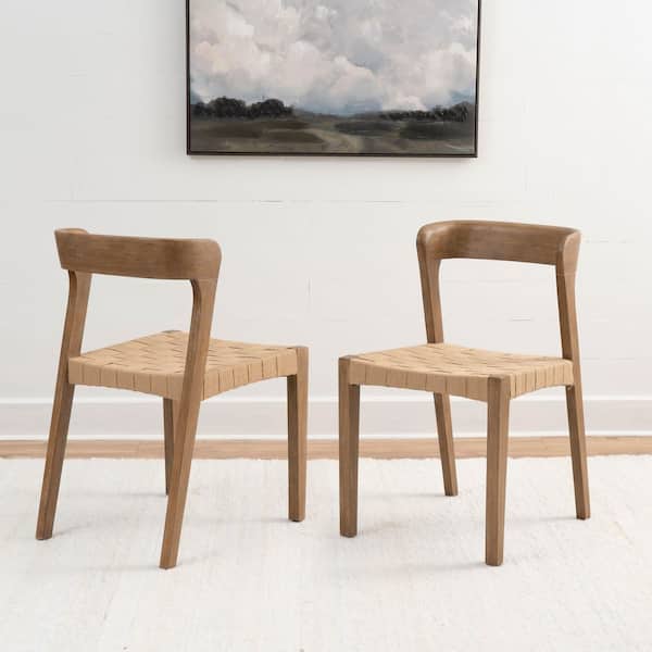 Maura Brown Woven Hemp Rope Dining Side Chair Set of 2