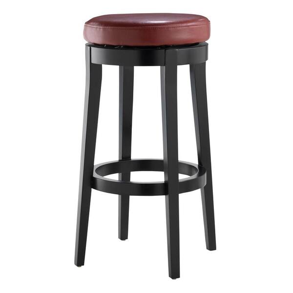 Home Decorators Collection 30 in. Red Cushioned Swivel Bar Stool in Black