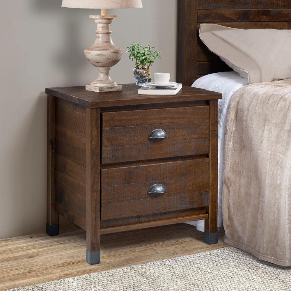 Camaflexi Baja 2-Drawer Walnut Nightstand BJ210 - The Home Depot