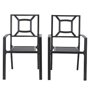 Mondawe Quadrilateral Patio Metal Bistro Outdoor Dining Chair in 