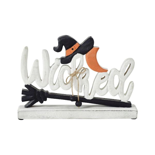 VHC BRANDS 8 in. Wicked Witch Wooden Table Sign Halloween Decor