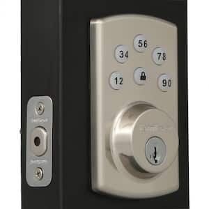 Powerbolt2 Satin Nickel Single Cylinder Keypad Electronic Deadbolt Featuring SmartKey Security and Cove Passage Knob
