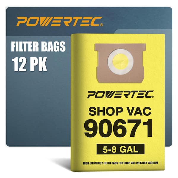 5-8 Gal. Shop Vacuum Bags for Shop-Vac Type E 9066100, Type H 9067100, VF2004, Replacement for Shop Vac Bags (12-Pack)