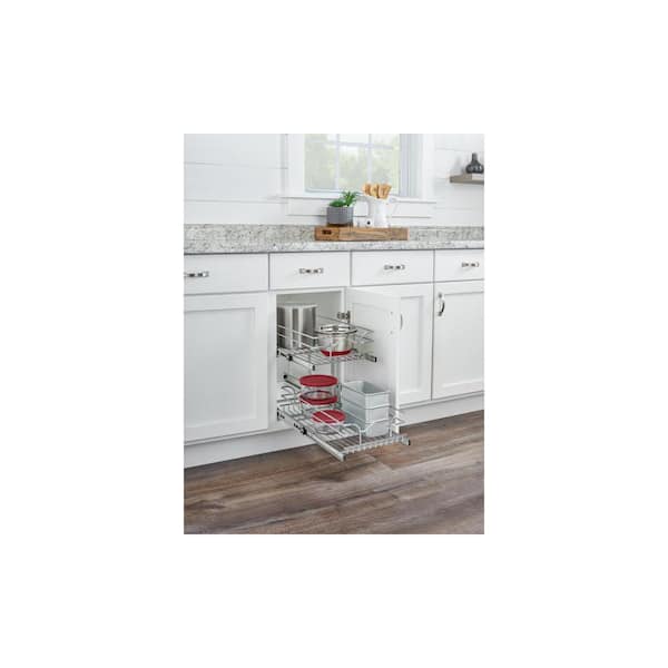 Chrome Kitchen Cabinet Pull Out Shelf Organizer, 12 x 18 In, 5WB2-1218CR-1
