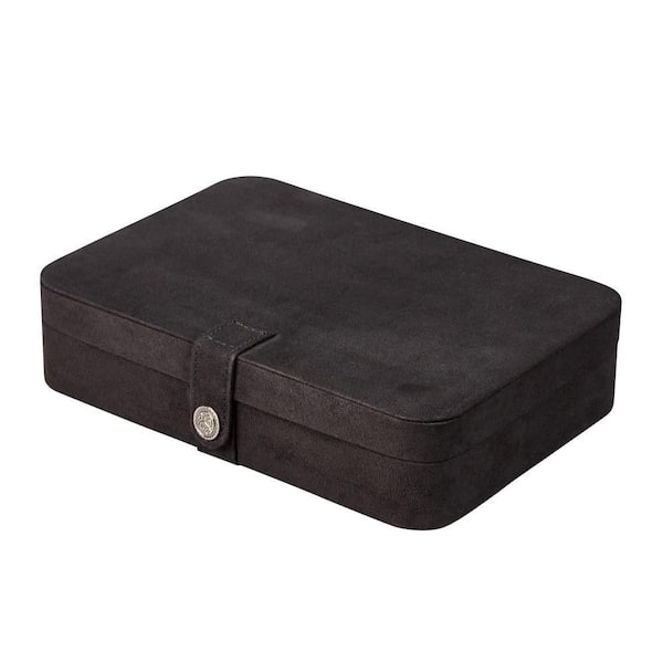 めるこアクセサリーBOX Mele & Co Maria Black Plush Fabric Jewelry Box 0054562M - The Home