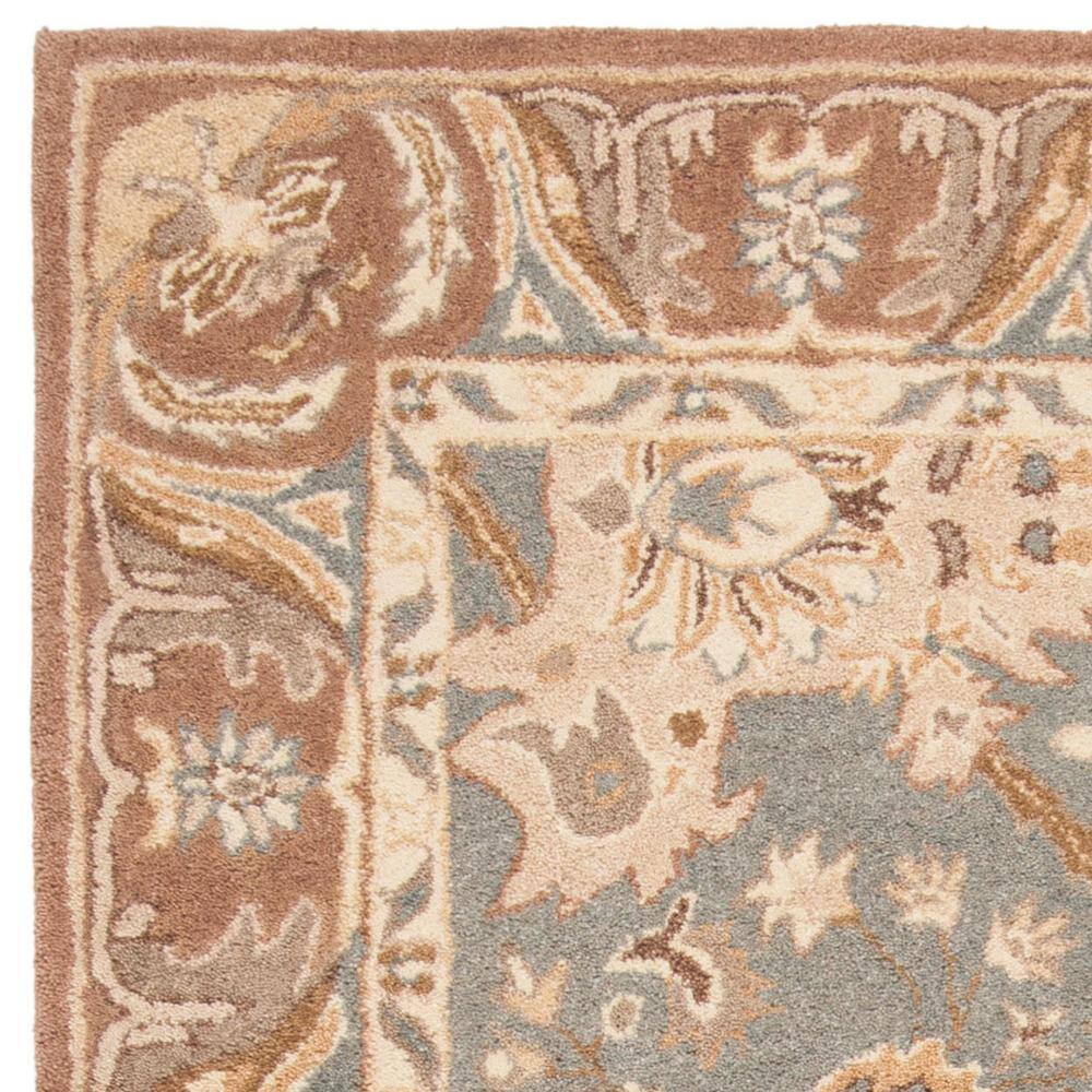 Handmade Teal and Camel Floral Wool Area Rug