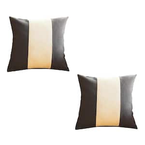 Boho-Chic Handcrafted Jacquard Black & Ivory 18 in. x 18 in. Square Solid Throw Pillow Cover Set of 2