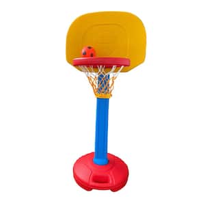 Children's Outdoor Indoor Basketball Frame Toy Sports Red Yellow and Blue Adjustable Height