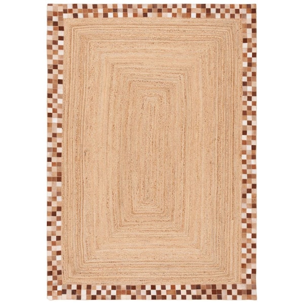 Natural Fiber 4 ft. x 6 ft. Natural/Brown Woven Border Area Rug