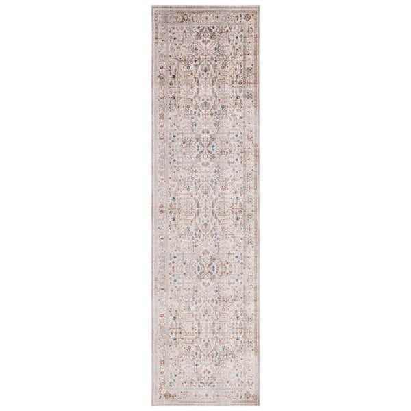 Vintage Persian 2 ft. x 8 ft. Ivory/Sage Ornate Border Runner Rug