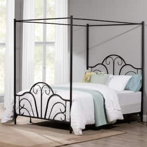 Dover Textured Black Queen Canopy Bed