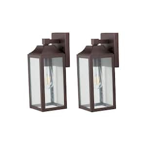 1-Light Bronze Wall Sconce with Bubble Glass (2-Pack)
