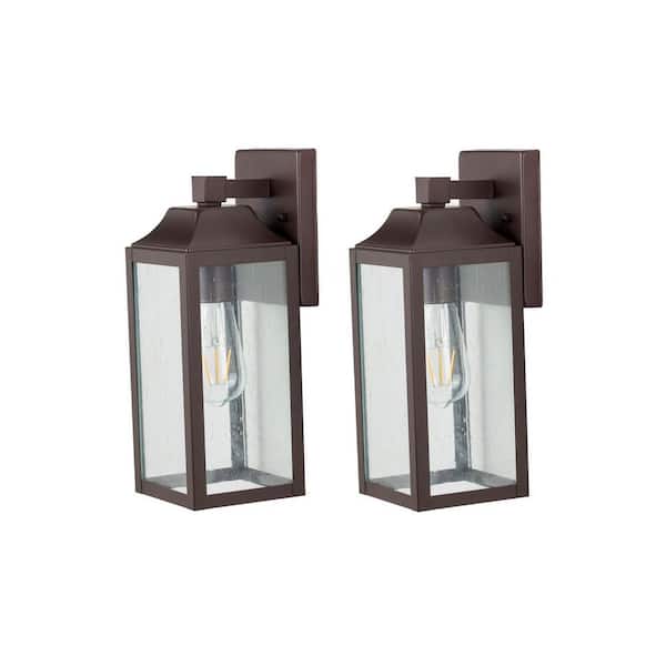 Tidoin 1-Light Bronze Wall Sconce with Bubble Glass (2-Pack)