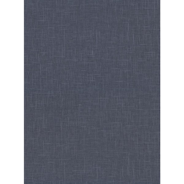 Warner Linville Navy Faux Linen Navy Wallpaper Sample