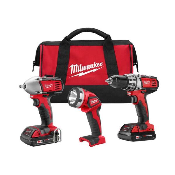 Milwaukee Reconditioned M18 18-Volt Lithium-Ion Cordless Drill/Impact Wrench/Light Combo Kit (3-Tool)