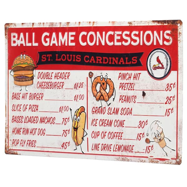 Open Road Brands St. Louis Cardinals Ball Game Concessions Metal Sign  90182670-s - The Home Depot