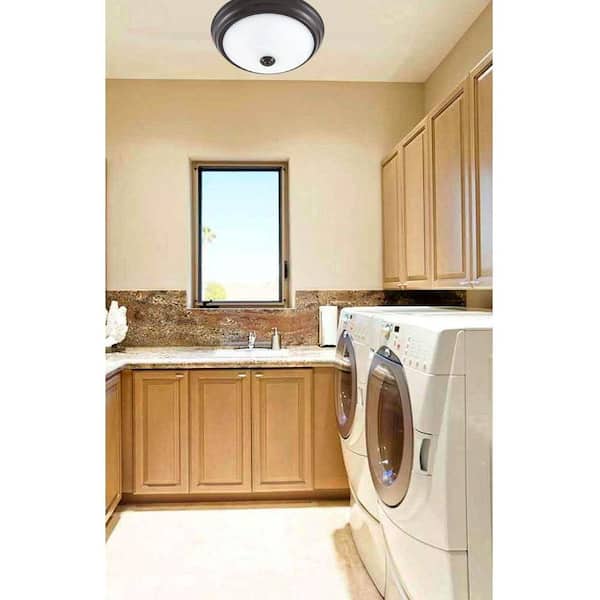 EnviroLite 11 in. Retro Oil Rubbed Bronze Dimmable Integrated LED Flush Mount for Kitchens