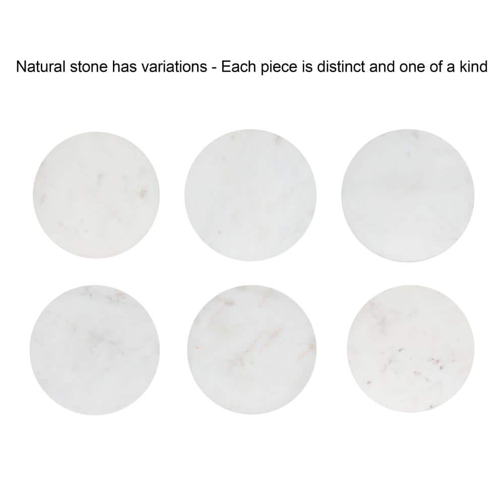 Walnut Brown and White Marble Round Accent Table