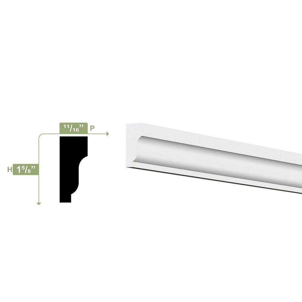 1.625'' H x 96'' W White PVC Shingle Moulding