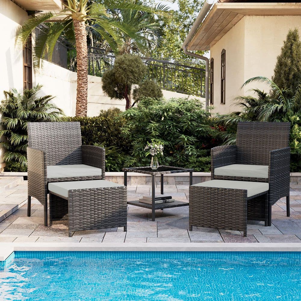 2-Person Wicker Conversation Set with Ottomans and Coffee Table price history on PriceWatchPro