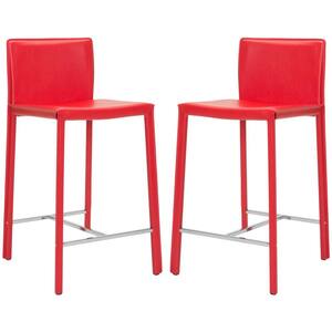 Jason 24 in. Red Cushioned Bar Stool (Set of 2)