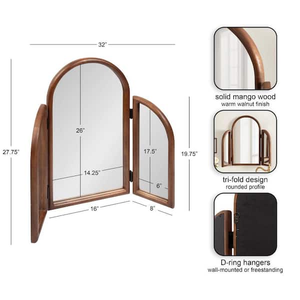 Kate and Laurel Amoli Walnut Brown 32 in. W x 28 in. H Arch Wood